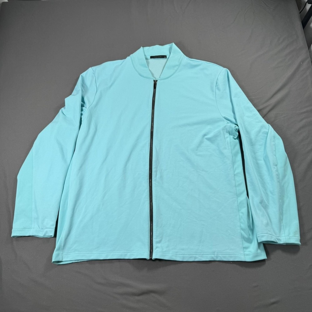 Greyson Jacket Mens XL Aqua Blue Full Zip Golf Performance Stretch Mock Neck